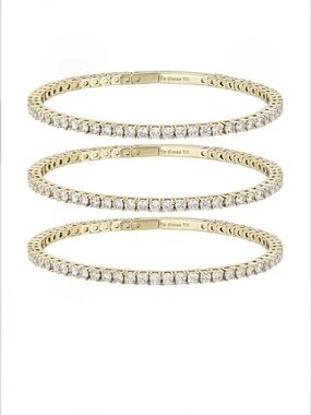 NEW Bella Luce Cubic Zirconia 18k Yellow Gold Flex Bangle Set of 3 27.69ctw